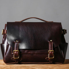 Handmade Leather Mens Cool Messenger Bag Briefcase Work Bag Business Bag Laptop Bag for men - imessengerbags