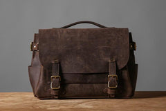 Handmade Leather Mens Cool Messenger Bag Briefcase Work Bag Business Bag Laptop Bag for men - imessengerbags