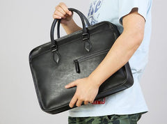 Handmade Leather Mens Cool Messenger Bag Briefcase Work Bag Business Bag Laptop Bag for men