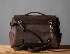 Handmade Leather Mens Cool Messenger Bag Briefcase Work Bag Business Bag Laptop Bag for men - imessengerbags