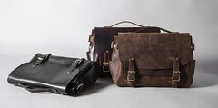 Handmade Leather Mens Cool Messenger Bag Briefcase Work Bag Business Bag Laptop Bag for men - imessengerbags