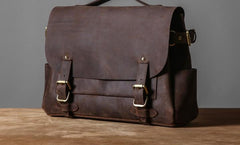 Handmade Leather Mens Cool Messenger Bag Briefcase Work Bag Business Bag Laptop Bag for men - imessengerbags