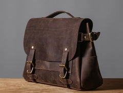 Handmade Leather Mens Cool Messenger Bag Briefcase Work Bag Business Bag Laptop Bag for men - imessengerbags