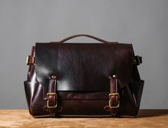 Handmade Leather Mens Cool Messenger Bag Briefcase Work Bag Business Bag Laptop Bag for men - imessengerbags