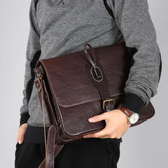 Handmade Leather Mens Cool Shoulder Bag Messenger Bag Bike Bag Cycling Bag for men - imessengerbags