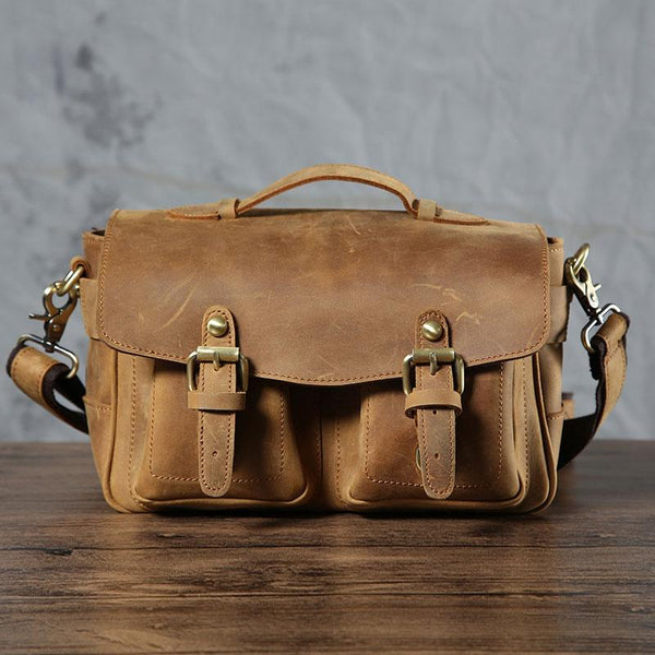 Handmade Leather Mens Cool Shoulder Bag Messenger Bag Camera Bag Cycling Bag for men - imessengerbags