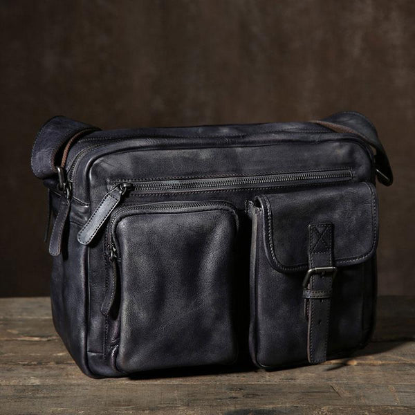 Handmade Leather Mens Cool Shoulder Bag Messenger Bag Chest Bag Bike Bag Cycling Bag for men - imessengerbags