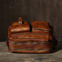 Handmade Leather Mens Cool Shoulder Bag Messenger Bag Chest Bag Bike Bag Cycling Bag for men