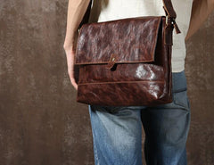 Handmade Leather Mens Cool Shoulder Bag Messenger Bag Chest Bag Bike Bag Cycling Bag for men