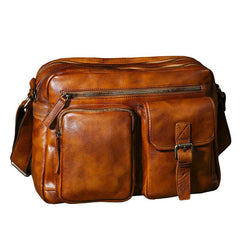 Handmade Leather Mens Cool Shoulder Bag Messenger Bag Chest Bag Bike Bag Cycling Bag for men