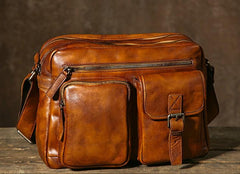 Handmade Leather Mens Cool Shoulder Bag Messenger Bag Chest Bag Bike Bag Cycling Bag for men