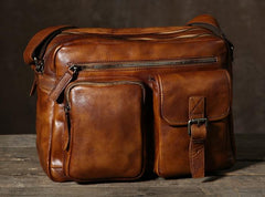 Handmade Leather Mens Cool Shoulder Bag Messenger Bag Chest Bag Bike Bag Cycling Bag for men