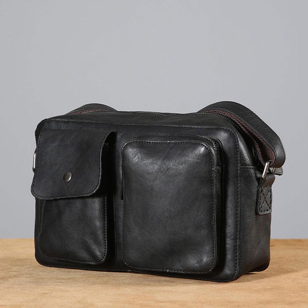 Handmade Leather Mens Cool Shoulder Bag Messenger Bag Chest Bag Bike Bag Cycling Bag for men - imessengerbags