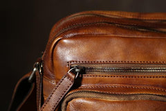 Handmade Leather Mens Cool Shoulder Bag Messenger Bag Chest Bag Bike Bag Cycling Bag for men