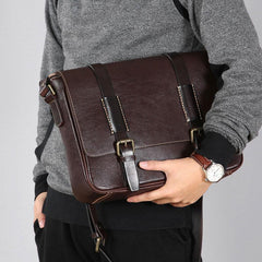 Handmade Leather Mens Cool Shoulder Bag Messenger Bag Chest Bag Bike Bag Cycling Bag for men