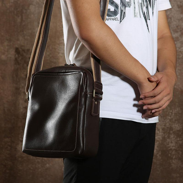 Handmade Leather Mens Cool Shoulder Bag Messenger Bag Chest Bag Bike Bag Cycling Bag for men - imessengerbags