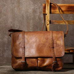 Handmade Leather Mens Cool Shoulder Bag Messenger Bag Chest Bag Bike Bag Cycling Bag for men