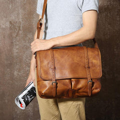 Handmade Leather Mens Cool Shoulder Bag Messenger Bag Chest Bag Bike Bag Cycling Bag for men