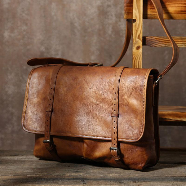 Handmade Leather Mens Cool Shoulder Bag Messenger Bag Chest Bag Bike Bag Cycling Bag for men - imessengerbags