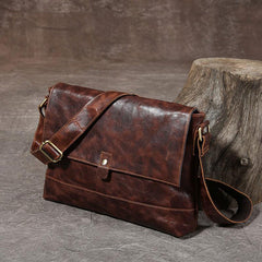 Handmade Leather Mens Cool Shoulder Bag Messenger Bag Chest Bag Bike Bag Cycling Bag for men