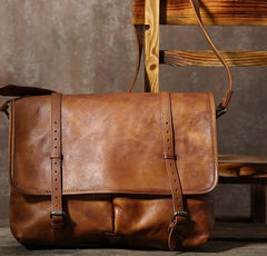 Handmade Leather Mens Cool Shoulder Bag Messenger Bag Chest Bag Bike Bag Cycling Bag for men