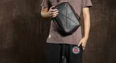 Handmade Leather Mens Cool Shoulder Bag Messenger Bag Chest Bag Bike Bag Cycling Bag for men - imessengerbags