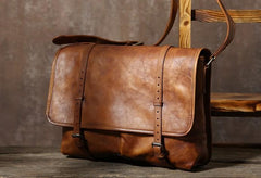 Handmade Leather Mens Cool Shoulder Bag Messenger Bag Chest Bag Bike Bag Cycling Bag for men