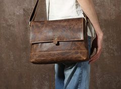 Handmade Leather Mens Cool Shoulder Bag Messenger Bag Chest Bag Bike Bag Cycling Bag for men