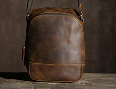 Handmade Leather Mens Cool Small Shoulder Bag Messenger Bag Chest Bag Bike Bag Cycling Bag for men