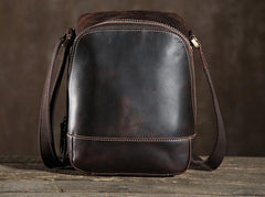 Handmade Leather Mens Cool Small Shoulder Bag Messenger Bag Chest Bag Bike Bag Cycling Bag for men