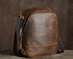 Handmade Leather Mens Cool Small Shoulder Bag Messenger Bag Chest Bag Bike Bag Cycling Bag for men