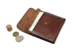 Handmade Leather Mens Front Pocket Wallet Card Wallet Slim Small Change Wallet for Men