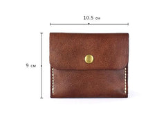 Handmade Leather Mens Front Pocket Wallet Card Wallet Slim Small Change Wallet for Men