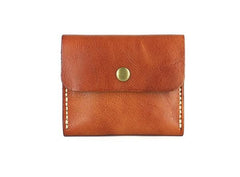 Handmade Leather Mens Front Pocket Wallet Card Wallet Slim Small Change Wallet for Men