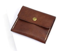 Handmade Leather Mens Front Pocket Wallet Card Wallet Slim Small Change Wallet for Men