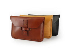 Handmade Leather Mens Front Pocket Wallet Card Wallets Small Change Wallets for Men