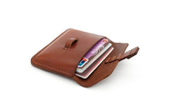 Handmade Leather Mens Front Pocket Wallet Card Wallets Small Change Wallets for Men