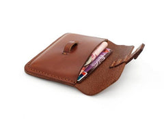 Handmade Leather Mens Front Pocket Wallet Card Wallets Small Change Wallets for Men