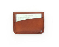 Handmade Leather Mens Front Pocket Wallet Card Wallets Small Change Wallets for Men