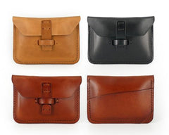 Handmade Leather Mens Front Pocket Wallet Card Wallets Small Change Wallets for Men