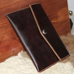 Handmade Leather Mens Large Clutch Wallet Wristlet Wallet iPad Case