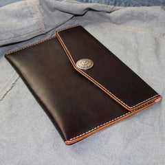 Handmade Leather Mens Large Clutch Wallet Wristlet Wallet iPad Case