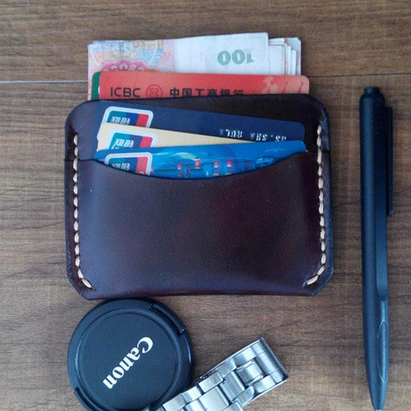 Handmade Leather Mens Slim Front Pocket Wallet Leather Card Wallets  for Men - imessengerbags
