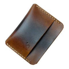 Handmade Leather Mens Slim Front Pocket Wallets Leather Card Wallet for Men - imessengerbags