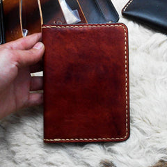 Handmade Leather Mens Small Passport Wallets Travel Wallets for Men - imessengerbags