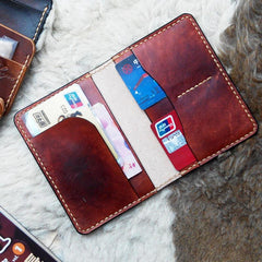 Handmade Leather Mens Small Passport Wallets Travel Wallets for Men - imessengerbags