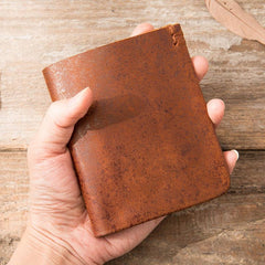 Handmade Leather Mens Small Wallets Bifold Vintage Slim billfold Wallet for Men - imessengerbags