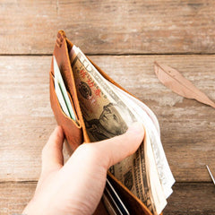 Handmade Leather Mens Small Wallets Bifold Vintage Slim billfold Wallet for Men - imessengerbags