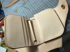 Handmade Leather billfold Tooled Skull Biker Wallet Mens Wallet With Chain Wallet Biker Wallet for Men - imessengerbags