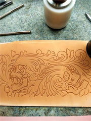Handmade Leather billfold Tooled Skull Biker Wallet Mens Wallet With Chain Wallet Biker Wallet for Men - imessengerbags
